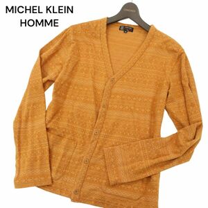 MICHEL KLEIN HOMME ミッシェルクラン オム 通年 Vネック ネイティブ柄 総柄★ カーディガン 羽織り Sz.48　メンズ　C4T03006_4#F