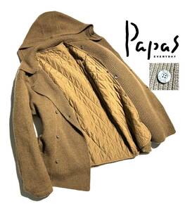 最高級【30周年】Papas パパス カシゴラ ニットジャケット L (50) メンズ コート シルクライナー着脱可【豪華な極希少モデル】日本製