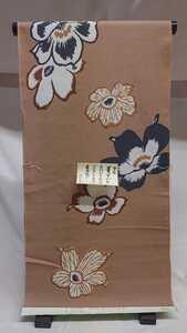 新品 浴衣 17 夏すがた 美の花 反物 花文様 モカブラウン系 ゆかた ユカタ 未使用 未仕立て 綿 レンタル リメイク 花火大会 ゆかた祭り 