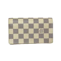 LOUIS VUITTON(ルイヴィトン) 2つ折り財布 ダミエ美品  ポルトフォイユトレゾール N61744 アズール イニシャル刻印