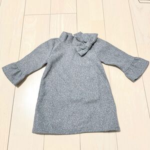 長袖ワンピース　女の子キッズベビー　90サイズ　グレー　SHEIN　リボンがかわいい♪