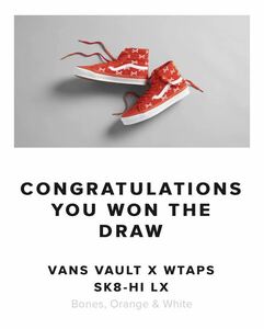 ★END当選★28cm★VANS VAULT X WTAPS OG SK8-HI LX オレンジ バンズ ダブルタップス スケハイ