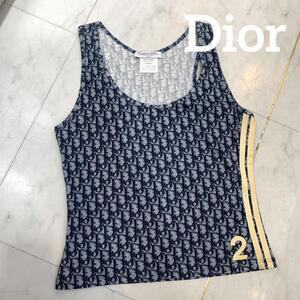 ☆美品☆CHRISTIAN DIOR トロッター柄 タンクトップ ネイビー