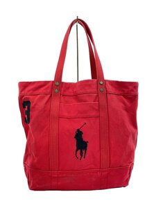 POLO RALPH LAUREN◆トートバッグ/キャンバス/RED