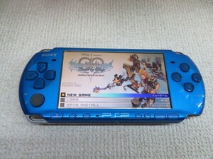 ソフト付★SONY PSP3000 ゲーム機器 ブルー Ver.6.61 KINGDOM HEARTS Birth by Sleep ソニー バッテリー付 保証シールあり 動作品 13330★