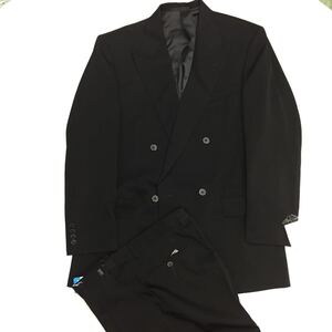 新品　激安　GUY LAROCHE HOMMEフォーマル ダブルスーツ セットアップ　漆黒の黒　kanebo サイズA7 礼服 喪服 冠婚葬祭 アジャスター