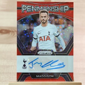 ジェームズ・マディソン 2023-24 Panini Prizm Premier League Red Stars James Maddison Penmanship Auto Hotspur 直筆サインカード