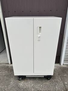 ☆FJ227【中古品】両開き扉 書庫 eSキャビネット イトーキ　幅80cm ダイヤル錠 H1-M1080HSL-W9 キャビネット 1029