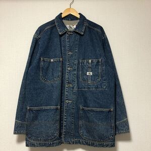 (k) 90s 90年代 Calvin Klein Jeans カルバンクライン デニム カバーオール ジャケット メンズ サイズS ブルー 