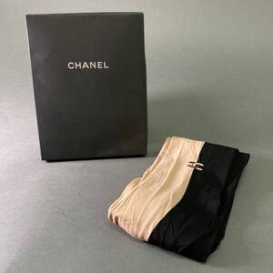 a8 CHANEL シャネル ココマーク ストッキング タイツ M ベージュ ブラック 靴下 イタリア製