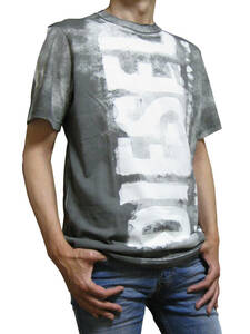 新品 直輸入 DIESEL 両面ウォータープリント レギュラーフィット 半袖Ｔシャツ T-JUST-G12 Sサイズ A09271