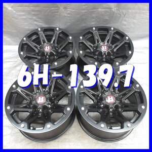 □送料無料 A2■ BALLISTIC OFFROAD ■ 16×8J-6 ■ 6H PCD139.7 ■ φ110 ■ 中古ホイール ４本 ※1ピース/スポーク マットブラック系