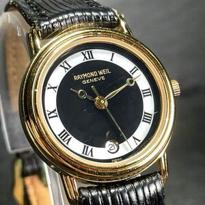 RAYMOND WEIL レイモンドウェイル 5332 腕時計 アナログ クオーツ ブラック文字盤 ラウンド カレンダー 3針 新品電池交換済み 動作確認済み