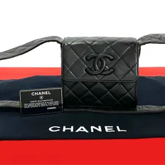 極 美品 カード シール有 4番台 CHANEL シャネル マトラッセ ココマーク ラムスキン レザー ショルダーバッグ ポシェット ブラック 41642