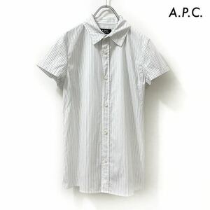 【送料無料】A.P.C. アーペーセー★ストライプ柄 半袖シャツ 白 レディース