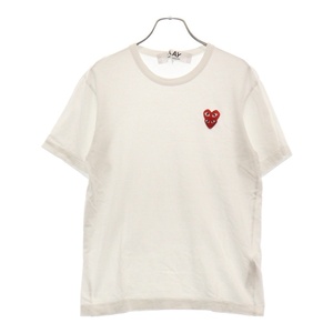 PLAY COMME des GARCONS プレイコムデギャルソン Double Red Heart T-Shirt AZ-T288 ハート刺繍 半袖Tシャツ ホワイト