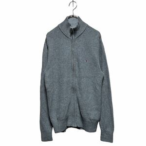 ●洗濯プレス済み● TOMMY HILFIGER トミーヒルフィガー コットンドライバーズニットセーター ジップアップ sizeS【1725】