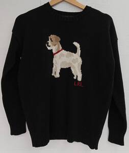 美品 LAUREN RALPH LAUREN ローレンラルフローレン 犬／セーター 長袖ニット RLMWB-GLC23-S ブラック レディース