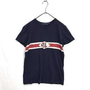 EZ3399●RALPH LAUREN ロゴ 半袖 Tシャツ●S●ネイビー/ホワイト/レッド ラルフローレン