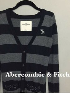 アバクロンビーアンドフィッチ Abercrombie & Fitch ヘラジカ 鹿 A&F MUSCLE ボーダー カーディガンリボン レディース 女性用　&