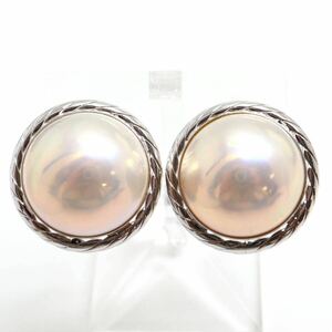 《K18/K14WG マベパールイヤリング》J 約8.2g 半円真珠 マベ貝 pearl earring jewelry ジュエリー EB5/ED2