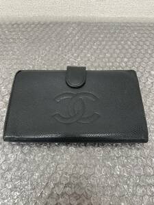 @CHANEL/シャネル/キャビアスキン/長財布/二つ折り/ウォレット/がま口/CC/ココマーク/ロゴ/ブラック/黒系/レディース/0813b