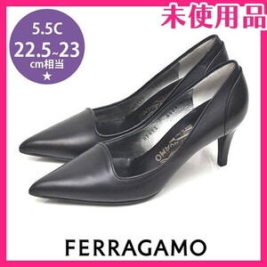 新品未使用品 サルヴァトーレフェラガモ Salvatore Ferragamo TARIMA パンプス ブラック 黒 5.5C(約22.5-23cm) sh24-1069