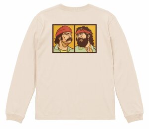 ローライダー チカーノ チーチ＆チョン ロングTシャツ リブ付 3 ナチュラル (M/L) 新品 長袖 ロンT チョロ 1970s ギャング メキシコ