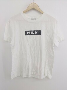 ◇ MILKFED ミルクフェド クルーネック ボックスロゴ 半袖 Tシャツ カットソー サイズM ホワイト レディース P