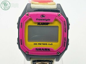 AK0604948　▽ XLARGE FREESTYLE KILLER SHARK エクストララージ フリースタイル クォーツ QZ ピンク イエロー デジタル 腕時計 中古