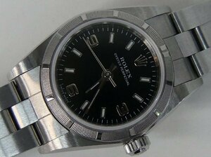 ☆ROLEX ロレックス オイスターパーペチュアル レディース 黒文字盤 K番【76030】自動巻き used☆