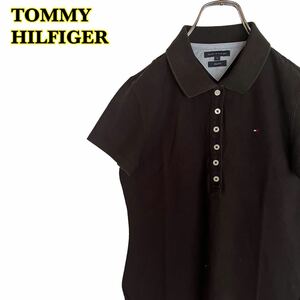 TOMMY HILFIGER トミーヒルフィガー　半袖ポロシャツ　スリムフィット　黒　レディース　Sサイズ　【AY1188】