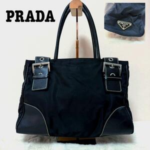 PRADA プラダ トートバッグ ナイロン レザー ブラック 三角ロゴ テスート ベルト ポノコ 肩掛け ショルダーバッグ ハンドバッグ ビジネス