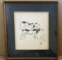 犬の絵画 木製フレーム　インテリア