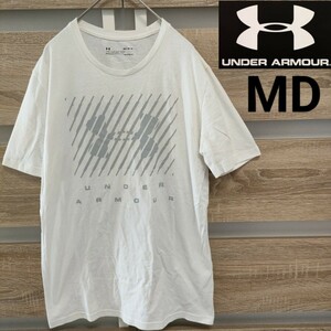 UNDERARMOUR（アンダーアーマー）デザインTシャツ MD 白色 美品（41）■ネコポス発送！