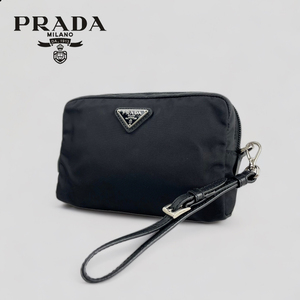 ほぼ未使用■PRADA プラダ■三角プレート サフィアーノ セカンドバックポーチ 1NE021 NERO ユニセックス ブラック