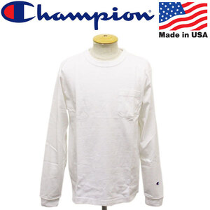 Champion (チャンピオン) C5-P401 LONG SLEEVE T-SHIRT ポケット付き ロングスリーブTシャツ アメリカ製 CN044 010ホワイト XL