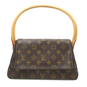 ［飯能本店］LOUIS VUITTON LV ルイ・ヴィトン ミニ ルーピング M51147 (廃番) ショルダーバッグ モノグラム エベヌ (ブラウン系) DH82496