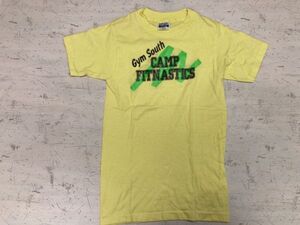 USA製 Hanes ヘインズ オールド 80s 90s 古着 アメカジ スポーツ コットン・ポリエステル 半袖Tシャツ カットソー メンズ S 黄色