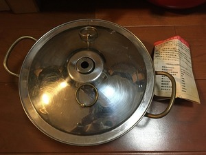 ステンレス製 蓋あり しゃぶしゃぶ鍋 三雅製 W約310×D240×H100mm 取扱説明書あり