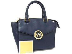 1円 ■美品■ MICHAEL KORS マイケルコース レザー ハンドバッグ トートバッグ レディース ネイビー系 BI9078