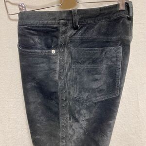 オールド POLO JEANS ヌバック レザーパンツ ブラック 90s 古着 ヴィンテージ サイドライン ブーツカット ポロジーンズ ラルフローレン 