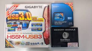 【中古美品・欠品なし】[動作確認済]Gigabyte GA-H55M-USB3(rev. 2.0) (CPU,メモリ付き)一式セット