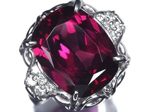 KM14257S【1円～】新品【RK宝石】《garnet》極上ロードライトガーネット 特大7.69ct!! 極上ダイヤモンド Pt900 高級リング ダイヤ