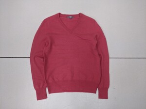 4．ユニクロ UNIQLO cashmere カシミヤ カシミア Vネック ニットセーター レディースM ピンクx904