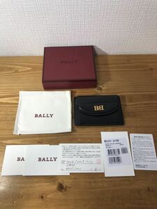 9-114 BALLY バリー BELKY w/30 カードケース コインケース カード 小銭 コインポーチ ブラック 黒 レザー 保存箱 男女兼用 Bally