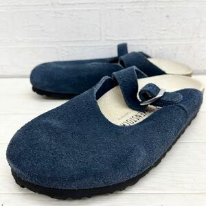 1447◎ BIRKENSTOCK ビルケンシュトック 靴 シューズ サンダル ミュール ストラップ フラットソール ネイビー レディース24.0