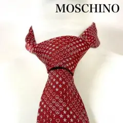 MOSCHINO モスキーノ　ネクタイ　赤　総柄　美品