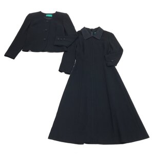 ●CARVEN カルヴェン 東京ソワール ワンピース アンサンブル スーツ 8 黒 ブラック 日本製 ジャケット 喪服 礼服 ブラックフォーマル