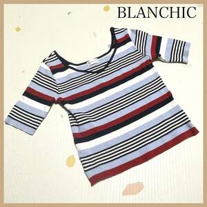 【BLANCHIC】 ブランシック 長袖コットンシャツFR レディース ボーダー